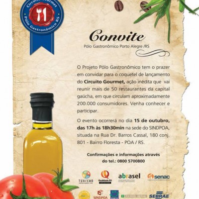 Convite - Lançamento do Circuito Gourmet Porto Alegre!