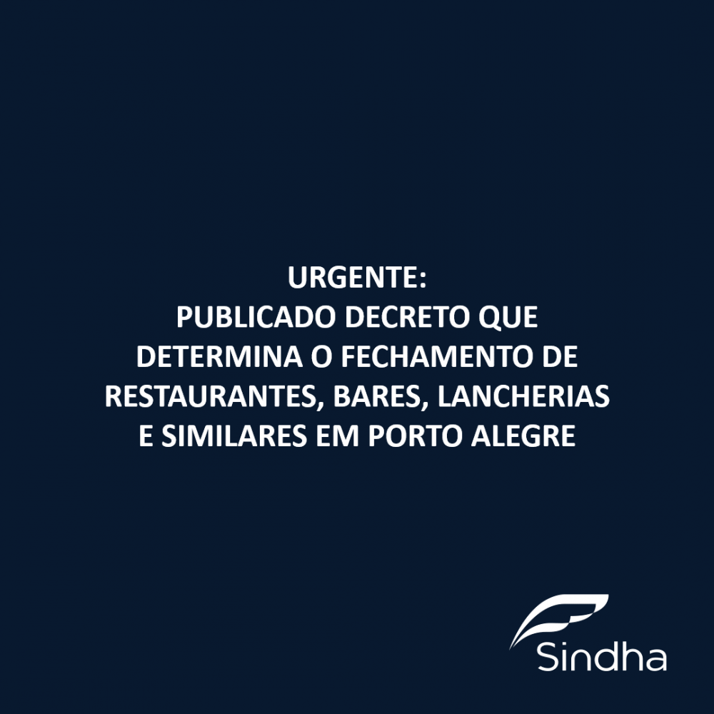 Prefeitura de POA emite decreto para fechamento de Restaurantes, Bares e similares
