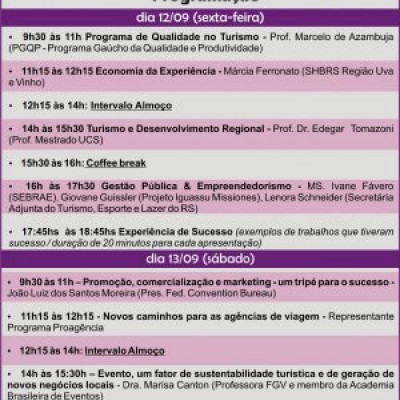 1º Seminário de Turismo - Programação