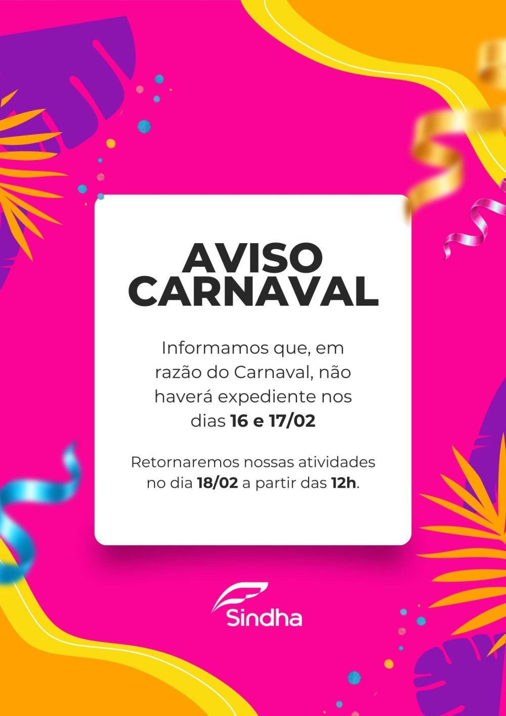 Aviso Carnaval