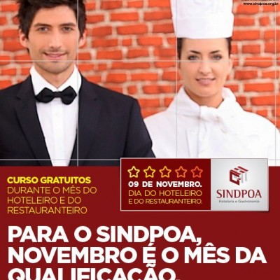 Sindpoa promove cursos gratuitos de qualificação em comemoração ao mês do hoteleiro e restauranteiro