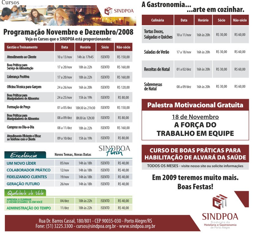 Programação Cursos & Palestras Novembro e Dezembro2008