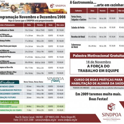 Programação Cursos & Palestras Novembro e Dezembro2008