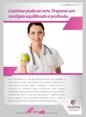 Dia 31 de agosto é Dia do Nutricionista - Parabéns a todos os profissionais!