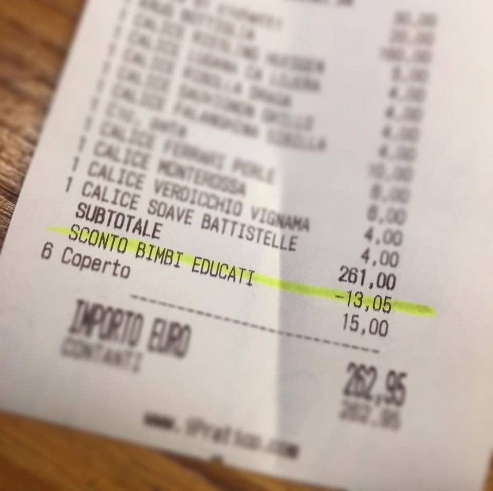 Restaurante italiano dá desconto em conta por 'bom comportamento' de crianças