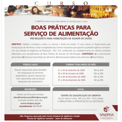 Curso Pré Requisito para Alvará de Saúde