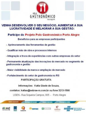 SINDPOA CONVIDA PARA PARTICIPAR DO PÓLO GASTRONÔMICO DE PORTO ALEGRE