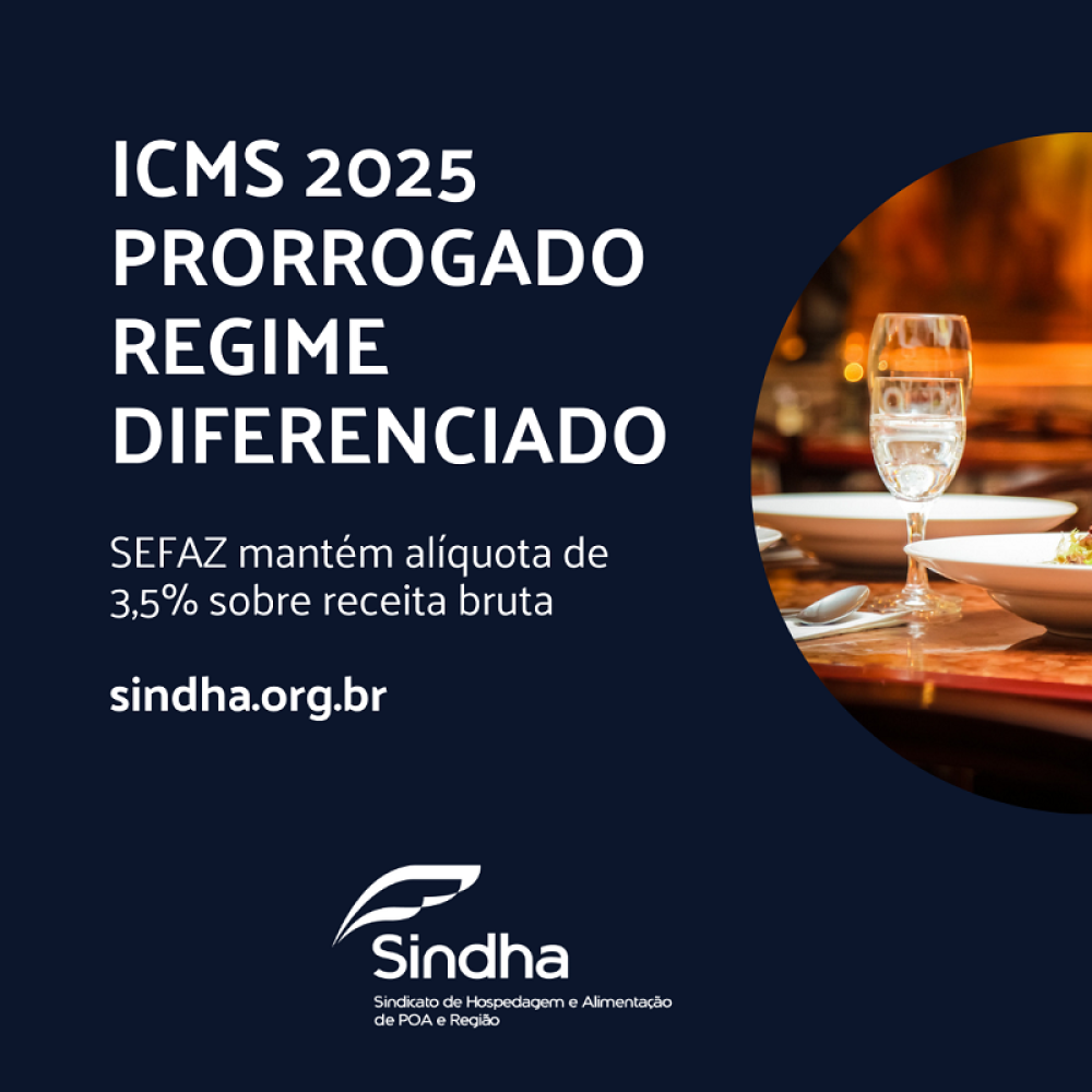 ICMS - RENOVAÇÃO PARA 2025 DO REGIME DIFERENCIADO PARA BARES E RESTAURANTES - RS